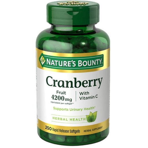 [BRSWKYIDPMMAO3YZ] Nature's Bounty Cranberry Fruit 4200 mg with Vitamin C, 250 Softgels (Pack of 3)