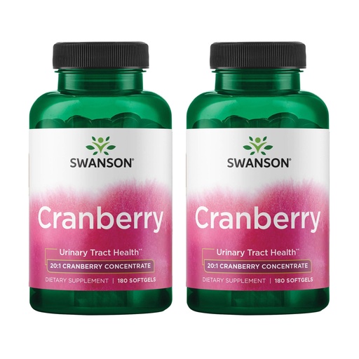 [BRSWGFD3B4NRUDIZ] Swanson Cranberry 20:1 Juice Concentrate Urinary Tract and Kidney Health Supplement for Women and Adults Seeking Bladder Support with Vitamins C & E (180 Softgels, 2 Pack)