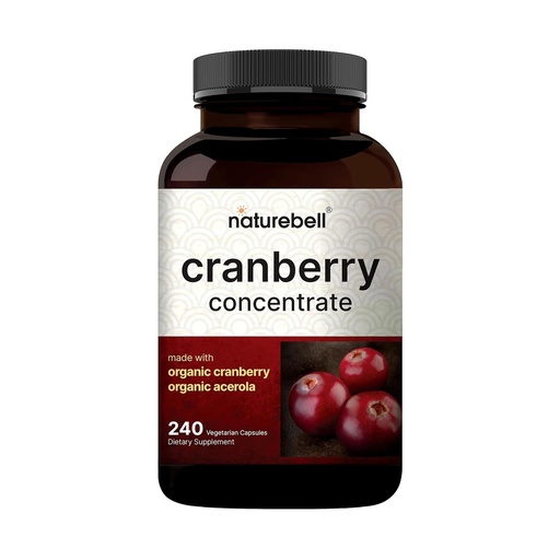 [BRSWGZALAUNQIF36] NatureBell Cranberry Concentrate - 240 Capsules - Organic Cranberry Concentrate with Acerola Cherry - Urinary Tract & Prostate Support* - Vegetarian