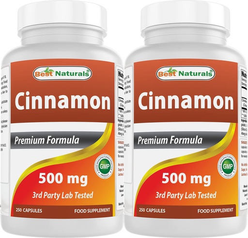 [BRSW2AYRC4FQKE3H] Best Naturals Cinnamon 500 mg 250 Capsules (250 Count (Pack of 2))