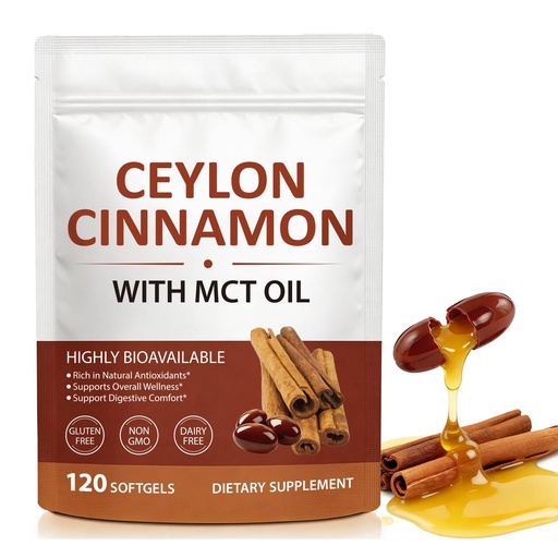 [BRSRGAIQBABRYCQU] Ceylon Cinnamon SoftGels, Cinnamon Supplements with MCT Oil, Herbal Cinnamon Extract for Daily Wellness Support, Promote Digestive Comfort, Natural Energy Support, Non-GMO, Gluten Free- 120 Softgels
