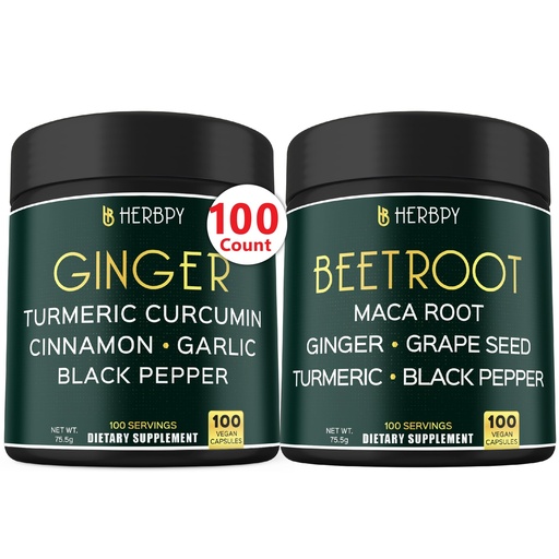 [BRSRAGAPO4IBODLJ] Herbpy Bundle 5in1 Ginger Supplement & 6in1 Beet Root Capsules