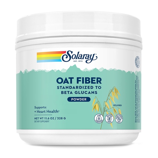[BRSRAGDYCB6BEFD6] SOLARAY Oat Fiber - Soluble Fiber Supplement Powder - Standardized to Beta Glucans for Heart Health Support - Unflavored, Gluten Free, Vegan, 60 Day Guarantee, Lab Verified - 30 Servings, 11.6oz