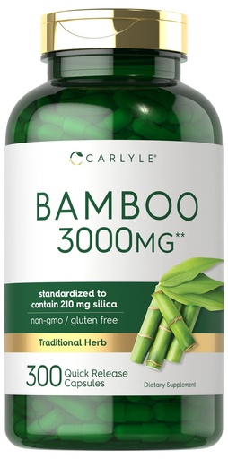 [BRSW2BQOOICA2HLF] Carlyle Bamboo Extract Capsules | 300 Count | 210mg Silica | Non-GMO, Gluten Free Supplement