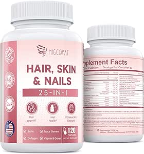 [BRSRAAYKBUMR43LX] Hair Skin and Nails Vitamins with Biotin, Collagen & Hyaluronic Acid, Supports Healthy Hair Growth, Strong Nails & Glowing Skin, Biotin Supplement with Vitamins A, C, D3, E, B Complex & Minerals