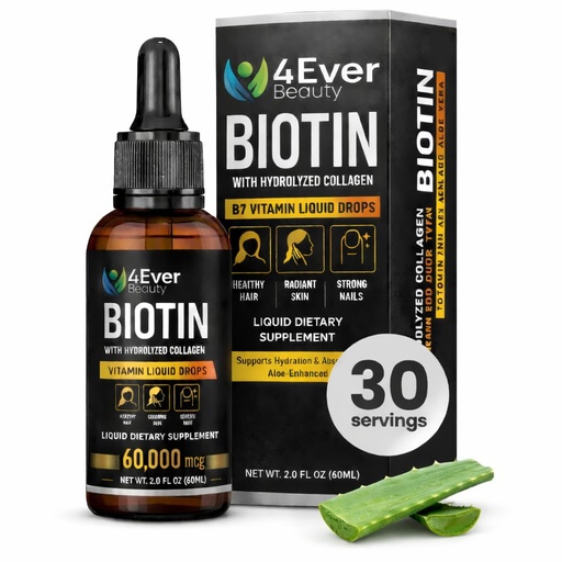 [BRSREZLQBEJQKCYZ] Liquid Biotin & Collagen Drops with Aloe Vera – Unique Formula 60,000 mcg - Vitamins for Hair Growth support, Strong Nails & Radiant Skin – Liquid Collagen Supplement for Women & Men – 2 fl oz