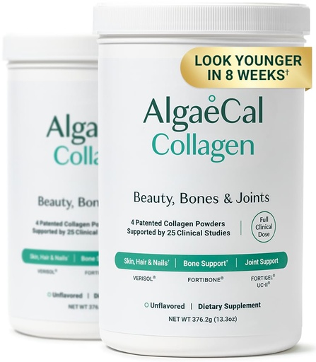 [BRSRAATROJ6A2C3V] ALGAECAL Collagen Peptides Powder – Multi Collagen Peptides with VERISOL®, FORTIGEL®, UC-II®, FORTIBONE®, Hydrolyzed Collagen for Women & Men, Type 2 Collagen, 30 Servings (2 Packs)