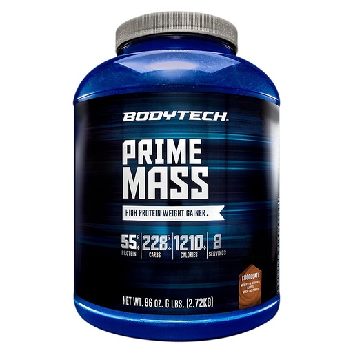 [BRSW2YYDOIMWG2AV] BodyTech Prime Mass - High-Calorie Mass Gainer - Supports Muscle Growth & Weight Gain - Chocolate (6 lb, 8 Servings)