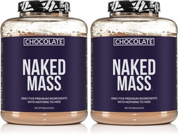 NAKED Chocolate Mass Gainer - All Natural Weight Gainer Protein Powder - 8lb Bulk, GMO Free, Gluten Free & Soy Free. No Artificial Ingredients - 1,360 Calories (Pack of 2)