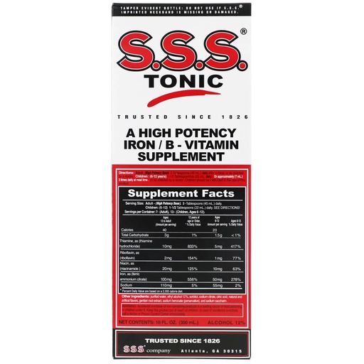 [BRSWI23ZPMDGMETA] S.S.S. Tonic, Iron and Vitamin B Supplement, High Potency Vitamins, Bottle, 10 Fl Oz - 3 Pack