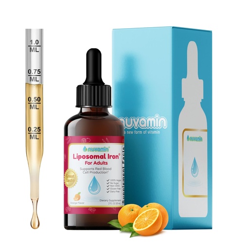 [BRSRACA3AECQM2D6] Nuvamin – Liquid Liposomal Iron Drops for Women, Men, Adults, Pregnant, & Lactating. 2Fl.Oz,18mg of Elemental Iron, 60 Daily Servings. Natural – High Absorption – No Metallic Aftertaste, Orange Flavor