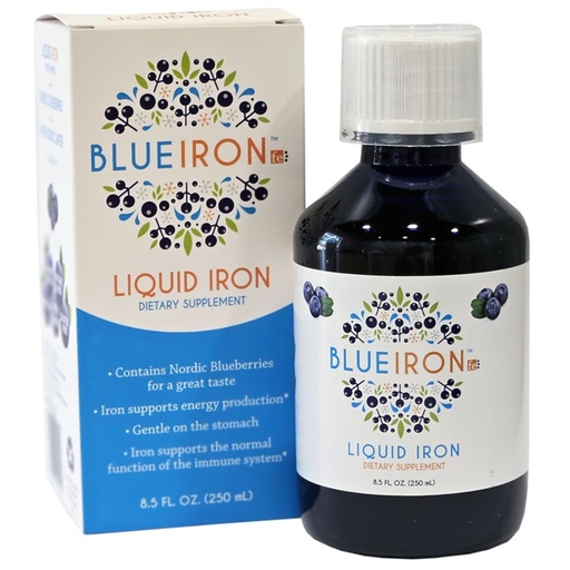 [BRSWKFYQCUNR62IV] Blue Iron Liquid Mineral Supplement with Iron – Nordic Blueberry Flavor – Antioxidant-Rich Liquid Formula – Easy-to-Take Daily Mineral Support