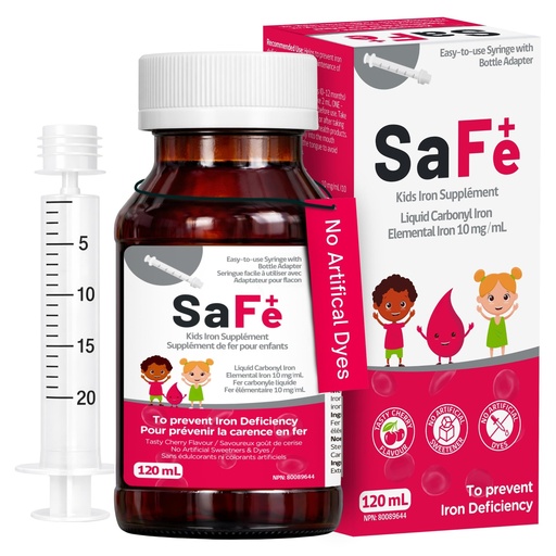 [BRSRGYANOENBS2AY] Safe+ Liquid Iron Supplement for Kids & Infants, 10 mg/mL, Carbonyl Iron Liquid, Gentle on Stomach, No Artificial Sweeteners or Dyes, Great-Tasting Cherry Flavor, 4 oz