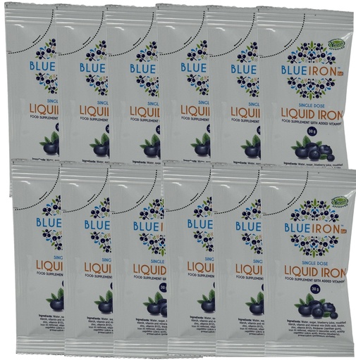 [BRSREY35DMPRADTH] Blue Iron Original Liquid Iron Supplement – 12 Single-Dose 30 g Sachets – Fast-Absorbing Iron Formula – Gentle, Great-Tasting Daily Iron Support