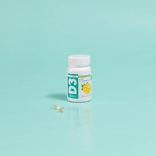 [BRSW2ZATOZ6RE3TH] Vegan Life Nutrition - Vitamin D3 Daily Capsules for Adults (5000 IU) - Gluten-Free, Non-GMO, Supports Bone Health and Immune System - 60 Capsules