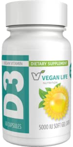 [BRSW2ZATOZ6RE3TH] Vitamin D3 Daily Capsules for Adults (5000 IU) - Gluten-Free, Non-GMO, Supports Bone Health and Immune System - 60 Capsules