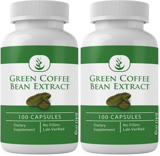 [BRSRGFIEOQOWYELU] PURE ORIGINAL INGREDIENTS Green Coffee Bean Extract, (100 Capsules) Always Pure, No Additives Or Fillers, Lab Verified (Pack of 2)