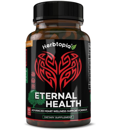 [BRSROAAHCEGRG33Z] Eternal Health Blood Pressure Support Supplement – Heart Health & Blood Circulation Formula with CoQ10, K2 MK7, Black Garlic, Hawthorn, Olive Leaf & Dan Shen – 60 Capsules