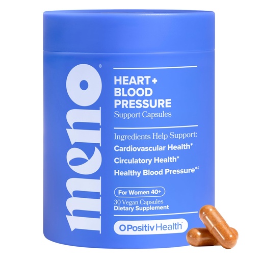 [BRSRGZQTCJYA23T6] O Positiv MENO Heart + Blood Pressure Support Capsules – Daily Support for Healthy Circulation, Stress Management & Blood Pressure – with CoQ10, Beets, Pine Bark & Saffron – 30 Servings