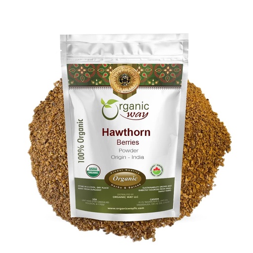 [BRSW2H3RAR7AKAA7] Organic Way Hawthorn Berry Powder (Crataegus Monogyna) - European Wild-Harvest | Organic & Kosher Certified | Vegan | Non GMO & Gluten Free | USDA Certified | Origin - Albania (1 LBS / 16 Oz)