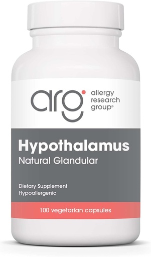 [BRSWIYTYOZ5RYA3G] Allergy Research Group Hypothalamus Supplement - Endocrine Support, Natural Glandular, 500mg Adrenal Support, Adrenal Pituitary, Adrenal Gland Function, Bovine, Lyophilized, Vegicaps - 100 Count
