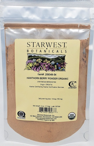 [BRSWIZQNBYGQI33A] Hawthorn Berry Pwd Org - 4 Oz,(Starwest Botanicals)