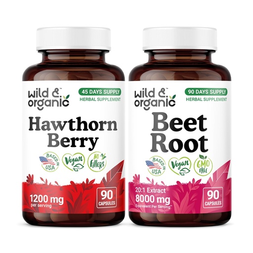 [BRSRGHYCCJ6RQALL] Wild & Organic Hawthorn Berry 90 Capsules & Beet Root 90 Capsules