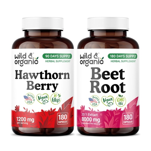 [BRSRGHYCCIOWKDQV] Wild & Organic Hawthorn Berry 180 Capsules & Beet Root 180 Capsules