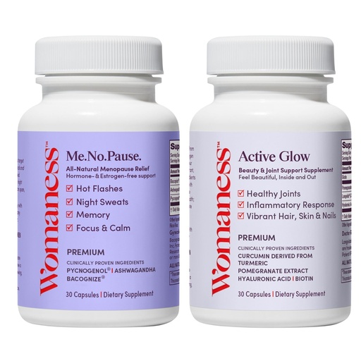 [BRSW2HQZPJ4GY2DO] Womaness Menopause Wellness Duo for Women – Hormone Balance Support + Hair Skin & Nails Formula – Ashwagandha, Pycnogenol, Bacopa, Biotin & Hyaluronic Acid – 2 Bottles, 30 Capsules Each