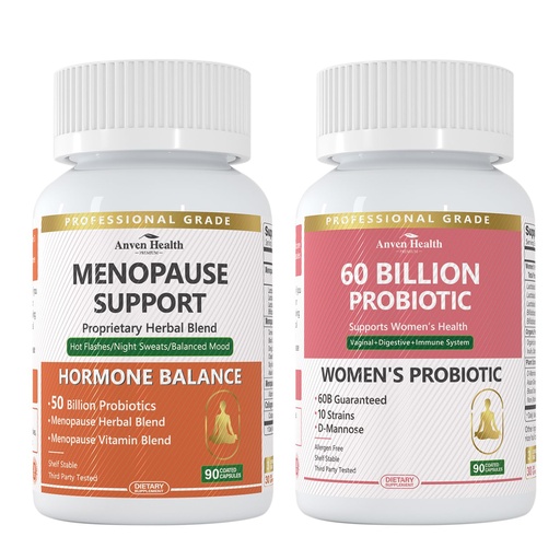 [BRSREZQNOIMBS2TD] Women’s Total Probiotic Bundle – 60B Daily Probiotics for Gut & Immune Health + Menopause Support with Herbal Blend & Vitamins