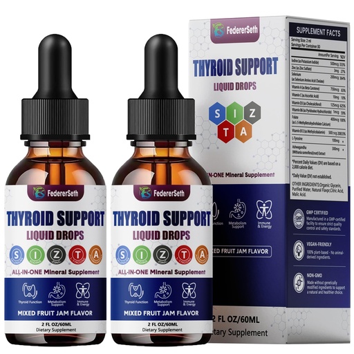 [BRSRGGAKAEMRYG3O] (2 Pack) Thyroid Support Drops for Women and Men.Thyroid Liquid with Selenium Zinc Iodine L-Tyrosine Ashwagandha - Mood Support & Hormone Balance - Natural Metabolism & Energy Support - 4 Fl. Oz