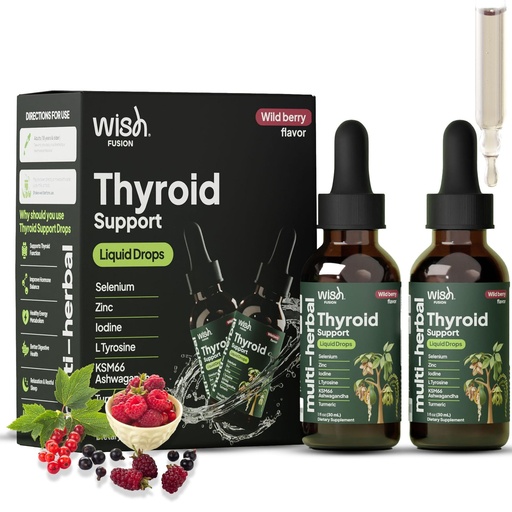 [BRSRGBIPOB5GCAD5] Thyroid Support Drops, 2 Pack Liquid Selenium & Iodine Drops with Ashwagandha, Zinc & Vitamin D3, Liquid Thyroid Support for Women & Men to Support Metabolism, Energy & Hormone Balance