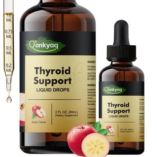 [BRSREGDROIHRQAAU] Q'ankyaq Thyroid Supplement Liquid Drops, Thyroid Drops for Women, with Selenium Zinc Iodine L-Tyrosine Ashwagandha, Thyroid Balance, Metabolism, Immune & Energy Support, 60ML