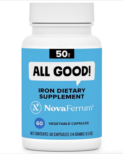 [BRSREZL5PJYWMG3V] NovaFerrum All Good | Iron Capsule Supplements for Adults | Anemia | 50mg of Iron | 60 Servings | Sugar Free