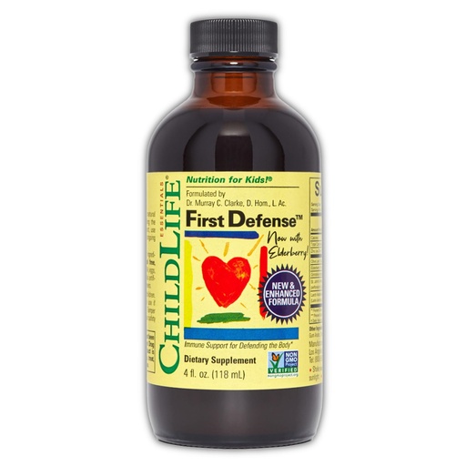[BRSWIYTYOUNRQC36] CHILDLIFE ESSENTIALS First Defense - Kids Immune Support, Immune Support for Kids, Toddlers 1-3, Babies 6 Months+, Vitamin Syrup with Elderberry, Zinc, Non GMO, Gluten Free - 4 Fl Oz (Pack of 1)
