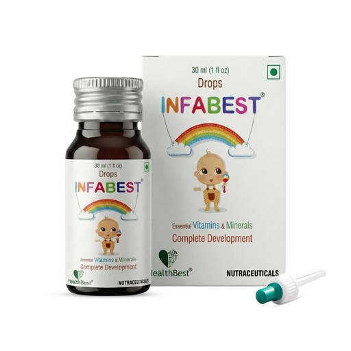 [BRSWYCQ6OJ5READX] HealthBest Infabest Drops | Multivitamins with Vitamin D3 & Zinc | Kids & Toddlers | 30 ML