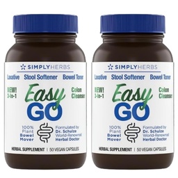 Simply Herbs Easy Go Bowel Mover - Adult Cleansing Supplement for Colon Health Support - Bowel Movement Aid - Stool Softener - Daily-Use Laxative - Plant-Based Ingredients - Vegan - 100 Count (2 Pack)