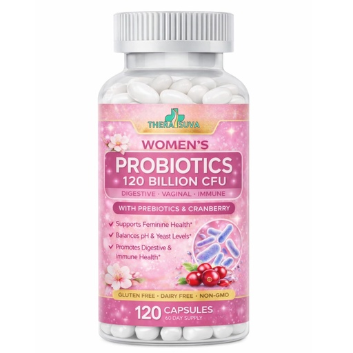 [BRSRGAANPMFWKDQ2] Women’s Advanced Probiotics 120 Billion CFU (36 Strains) with Prebiotics, Enzymes & Cranberry - for Gut, Immune & Feminine Health Support - 2 Month Supply, 120 Softgels