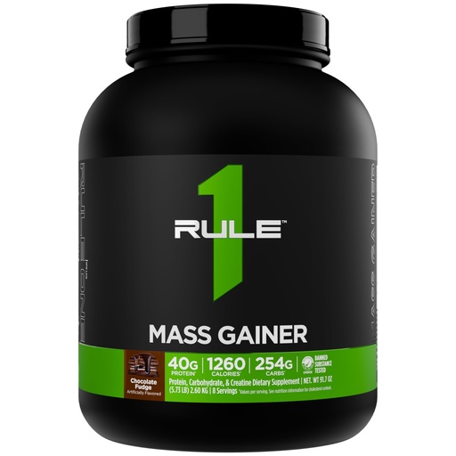 [BRSRMGAEBUCRYDT6] Rule 1 Proteins Mass Gainer - High-Calorie Weight Gain Formula with 1,220+ Calories, 250g+ Complex Carb Blend, 40g All-Whey Protein Per Serving (8 Servings, Chocolate Fudge)