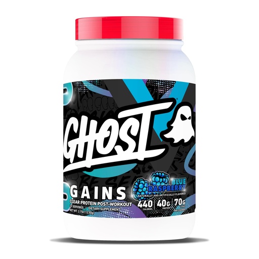 [BRSRGYIQBEBROG3D] GHOST Clear Gains Mass Gainer Protein Powder - Post-Workout Weight Gainer Mix - 40g of Whey Protein Isolate, 440 Calories & 70g Vitargo Carbs - Lean Muscle Building & Recovery - Blue Raspberry