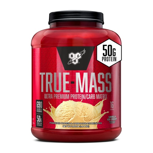 [BRSWIYQOCN6BYFT6] BSN TRUE-MASS Weight Gainer, Mass Gainer Protein Powder, Post Workout Muscle Recovery Powder, Muscle Gainer, 2:1 Carbs to Protein Ratio, Vanilla Ice Cream, 5.82 Pound, 16 Servings