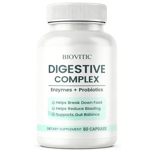 [BRSRGBTYB4MB43IY] Biovitic Digestive Complex, Biovitic Digestive Enzymes Capsules for Gut Healh, Enzymes Supplement with Lipase, Amylase and Bromelain, 60 Capsules (1)