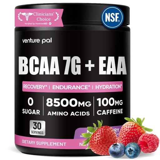 [BRSREGAECENBY3L5] Sugar Free 7g BCAA + EAA Powder | Supports Muscle Recovery, Growth, Strength & Endurance – 11 Essential Amino Acids with L-Glutamine, Caffeine, Vitamin & Electrolyte for Energy & Hydration