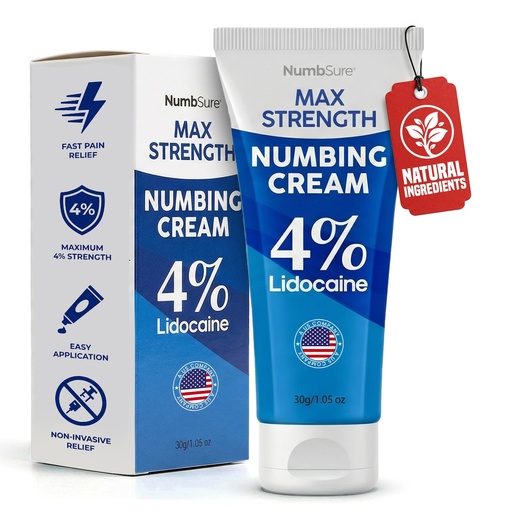 [BRSRECD7OAJWKGTK] Lidocaine 4% Numbing Cream – Topical Skin Comfort Cream for Sensitive Skin, Helps Reduce Discomfort, Itching & Burning Sensation – Fast Absorbing Skin Care Cream