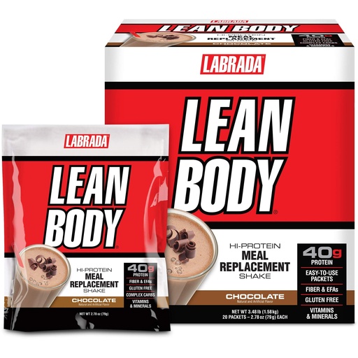 [BRSWIZQDDEOWCDLI] Labrada Nutrition Lean Body Hi-Protein Meal Replacement Shake, Chocolate, 2.78 Ounce (Pack of 20) Packets