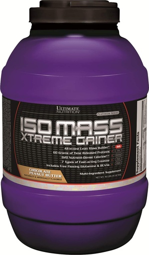 [BRSWIEIRPJ5GKCDK] Ultimate Nutrition ISO Mass Xtreme Gainer, Isolate Protein Powder with Creatine - Weight Gain Serious Lean Muscle Mass with 60 Grams of Protein, Chocolate Peanut Butter, 30 Servings
