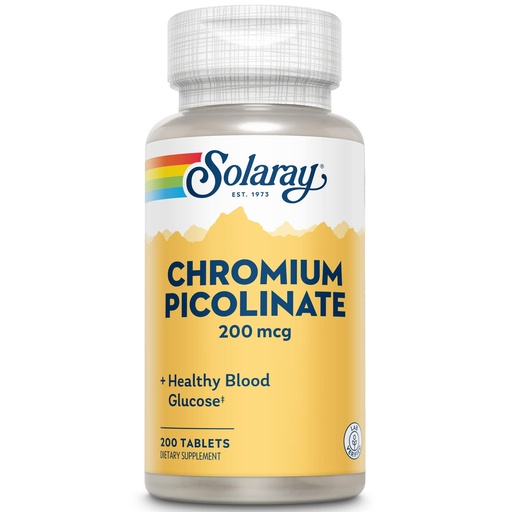 [BRSWIYT3OMAGIF3O] SOLARAY Chromium Picolinate 200 mcg Supplement - Metabolism Support for Men & Women, 200mcg per Serving, Blood Glucose Support - 200 Tablet Count | Metabolism Support for Men & Women, 200mcg per Serving, Blood Levels Support