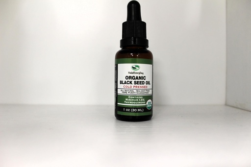 [BRSW2ZD5OABBM33G] HalalEveryDay- Black Seed Oil - 100% Pure, Cold Pressed- Organic- Nigella Sativa Non-GMO - Thymoquinone - Cumin Seeds Oil (1 Ounce)