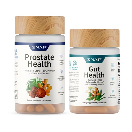 [BRSRECAHBMPW2DLL] Snap Supplements Prostate Health + Gut Health Supplement Bundle, 90 + 50 Vegetarian Capsules