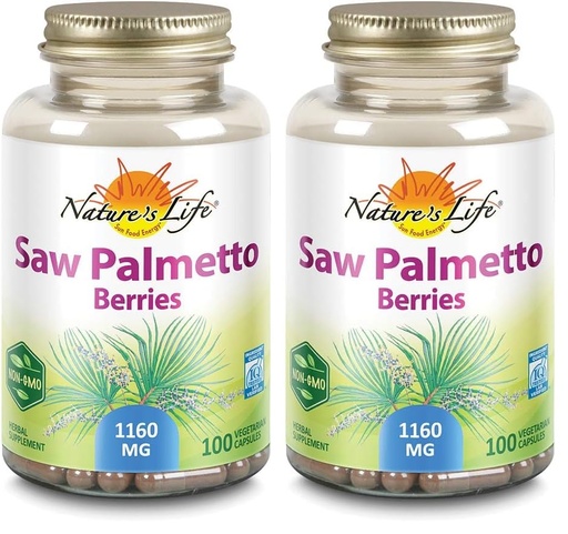 [BRSRGGQZBZ5WOADH] Nature's Life Saw Palmetto Berries 1160 mg | Healthy Prostate, Urination Frequency & Hair Health Support | Non-GMO | 100 Vegetarian Capsules (Pack of 2)
